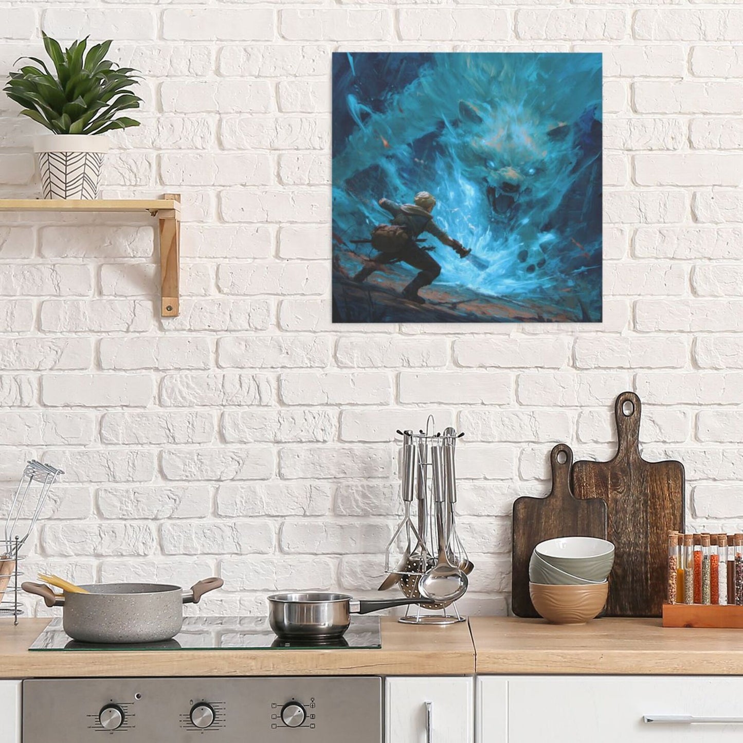 Modern Square Canvas Wall Art – Unframed, High-Definition Printing, 1cm White Border, 40×40cm Home & Office Decorative Painting