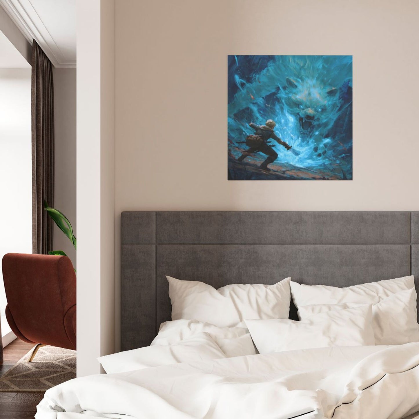 Modern Square Canvas Wall Art – Unframed, High-Definition Printing, 1cm White Border, 40×40cm Home & Office Decorative Painting