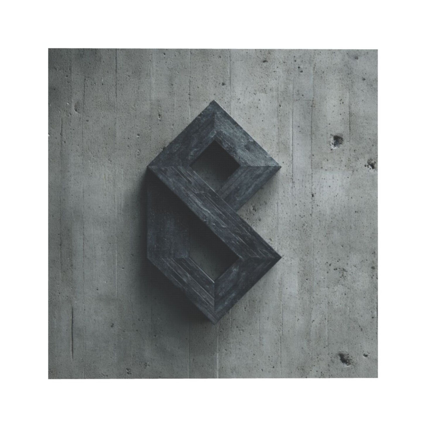 Industrial Style 3D Geometric Letter Wall Art Canvas – Square Modern Unframed Decorative Painting 40×40cm