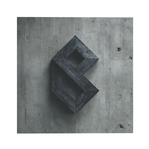 Industrial Style 3D Geometric Letter Wall Art Canvas – Square Modern Unframed Decorative Painting 40×40cm