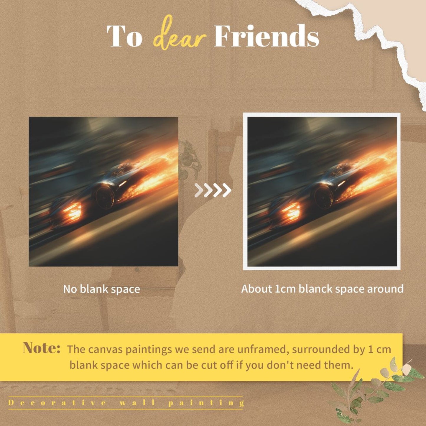 Racing Car Theme Wall Art Canvas – Square Modern Unframed Decorative Painting 40×40cm
