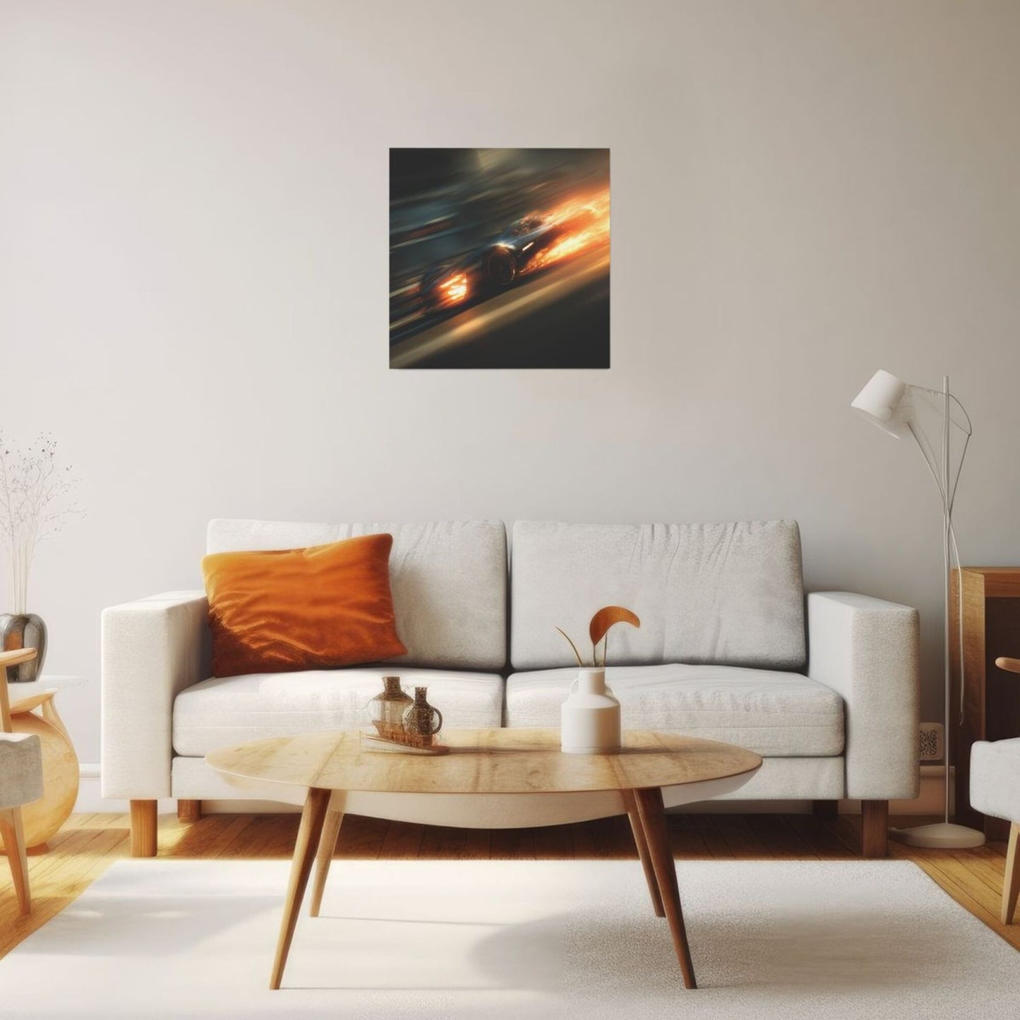 Racing Car Theme Wall Art Canvas – Square Modern Unframed Decorative Painting 40×40cm