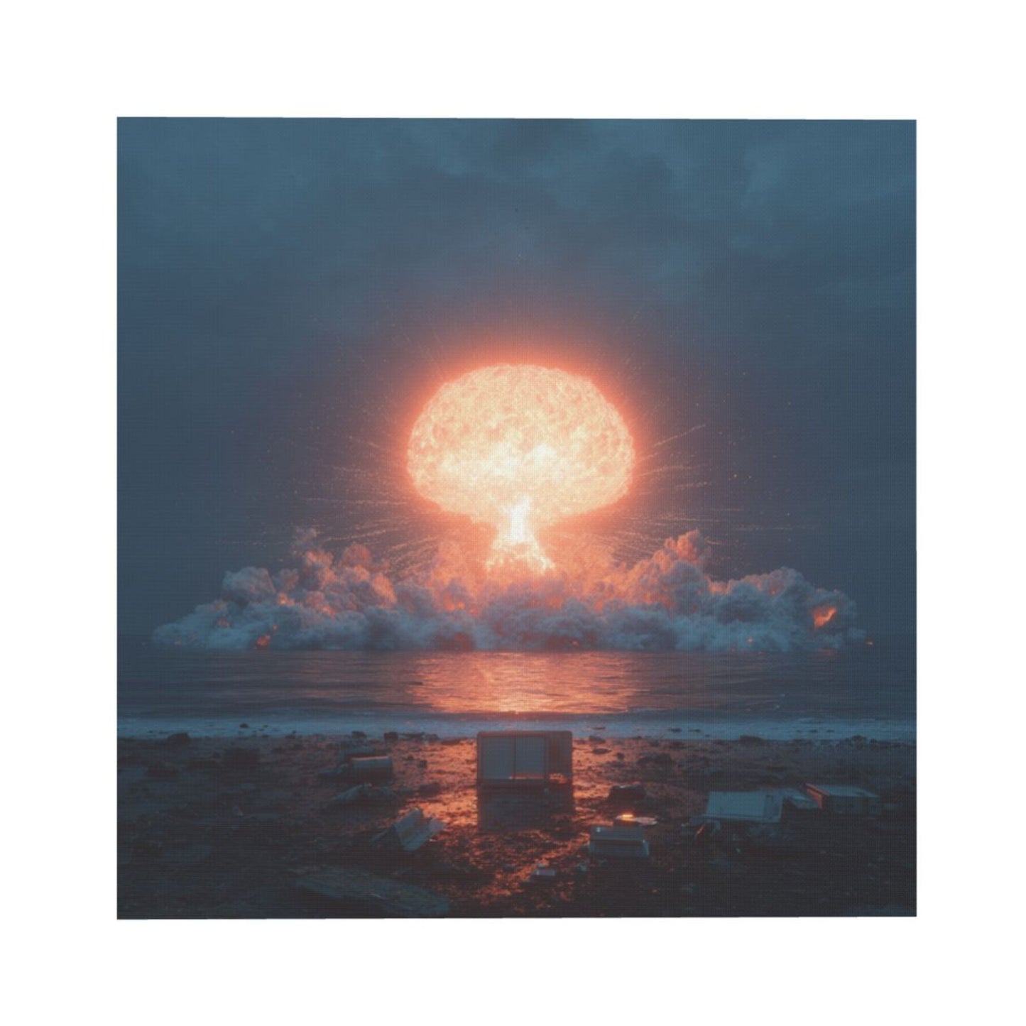 Energy Explosion Theme Wall Art Canvas – Square Modern Unframed Decorative Painting 40×40cm