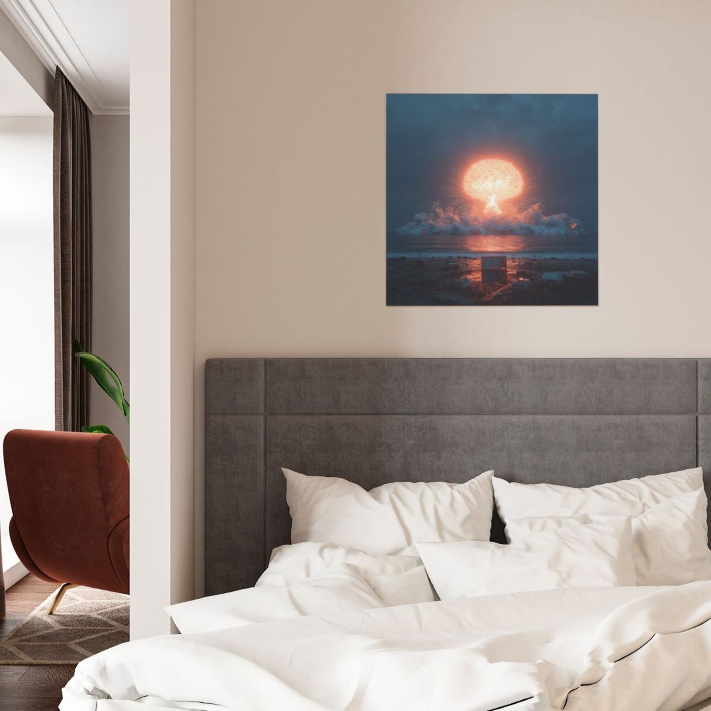 Energy Explosion Theme Wall Art Canvas – Square Modern Unframed Decorative Painting 40×40cm