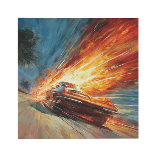 Racing Fire Speed Wall Art Canvas – Square Modern Unframed Decorative Painting 40×40cm