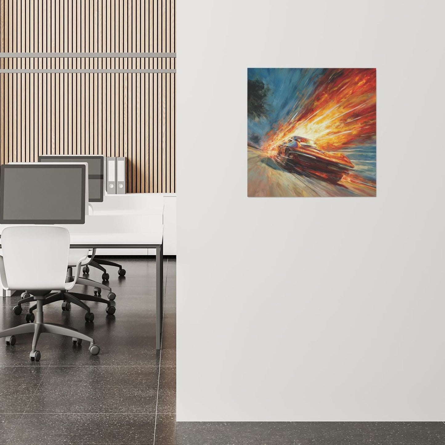 Racing Fire Speed Wall Art Canvas – Square Modern Unframed Decorative Painting 40×40cm