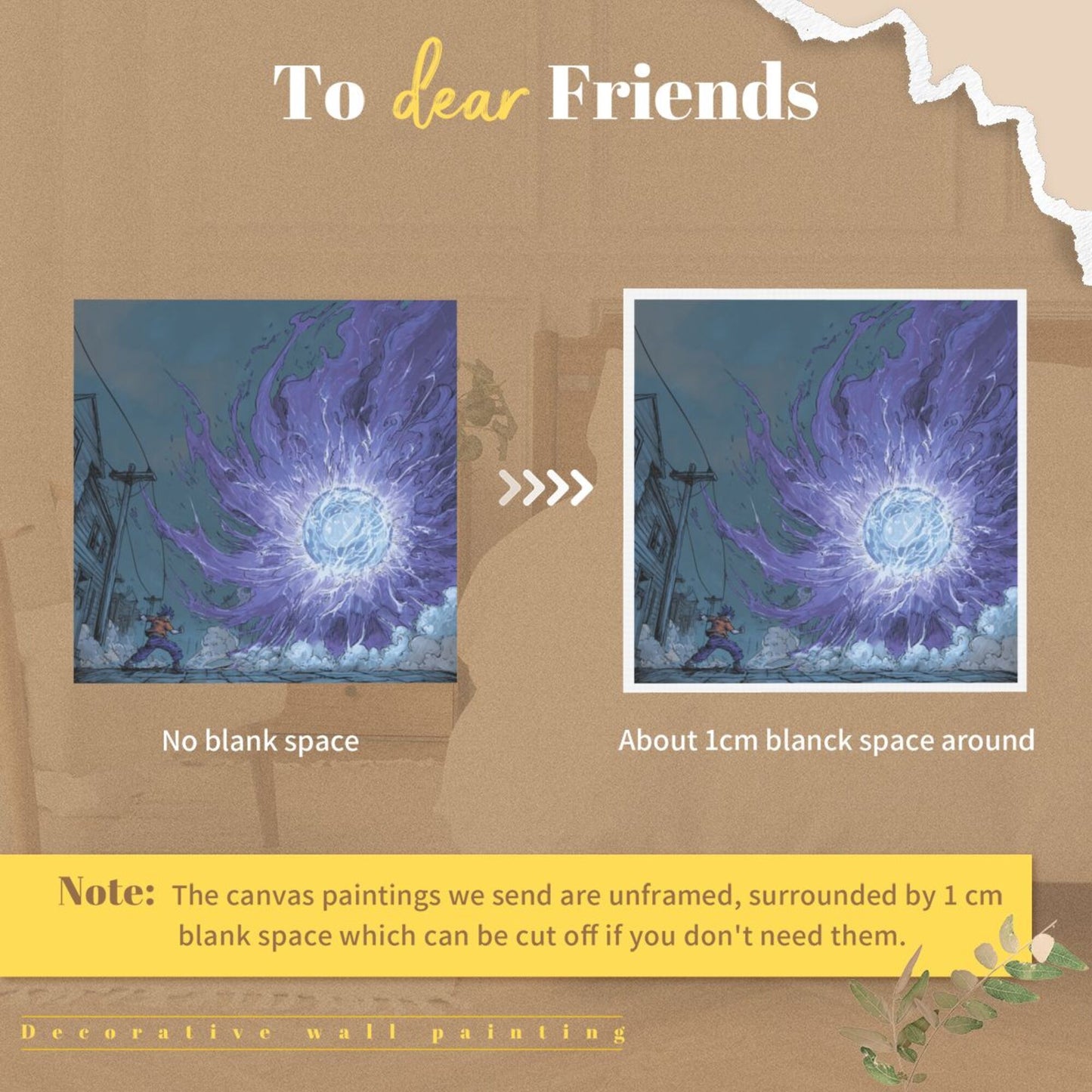 Energy Burst Theme Wall Art Canvas – Square Modern Unframed Decorative Painting 40×40cm
