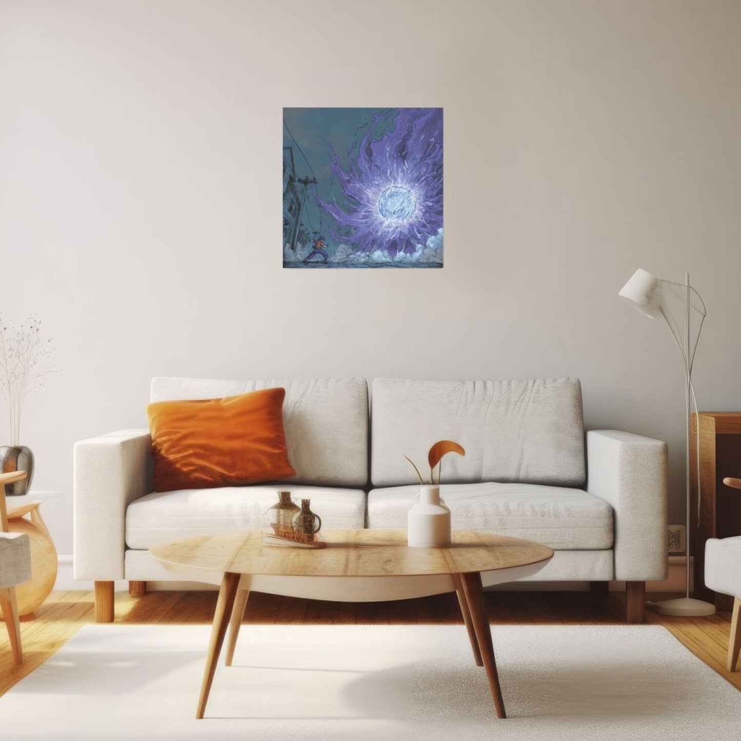 Energy Burst Theme Wall Art Canvas – Square Modern Unframed Decorative Painting 40×40cm