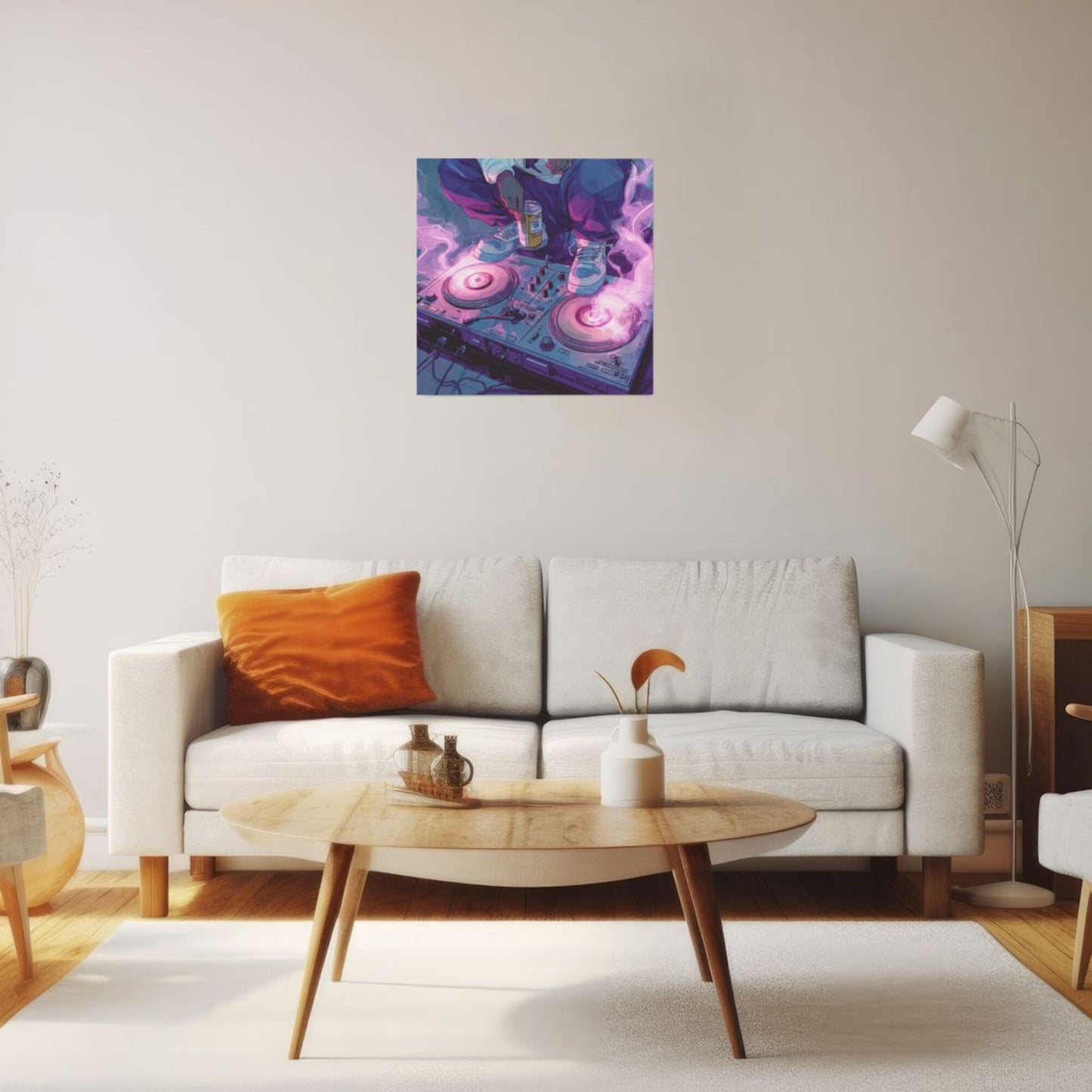 Trendy DJ Turntable Wall Art Canvas – Square Modern Unframed Decorative Painting 40×40cm
