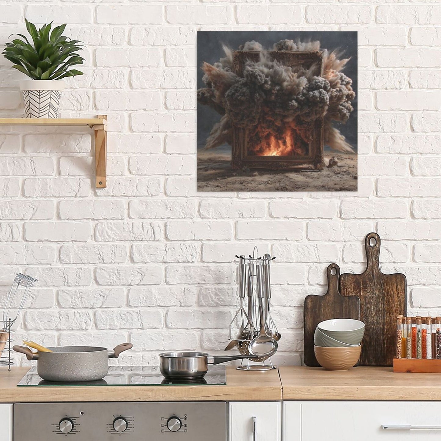Explosion Energy Wall Art Canvas – Square Modern Unframed Decorative Painting 40×40cm