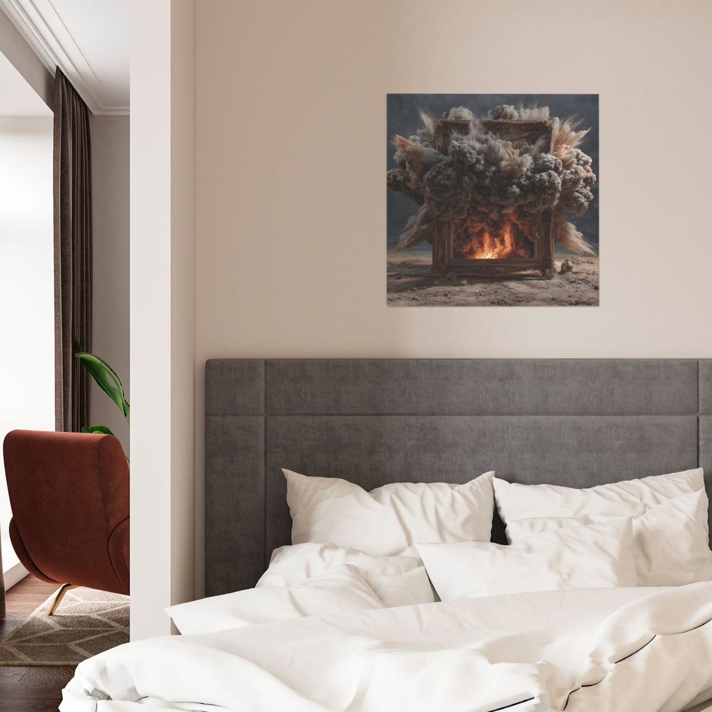 Explosion Energy Wall Art Canvas – Square Modern Unframed Decorative Painting 40×40cm