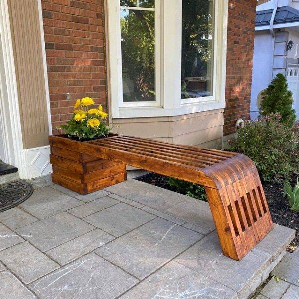 Outdoor bench Wood planter bench