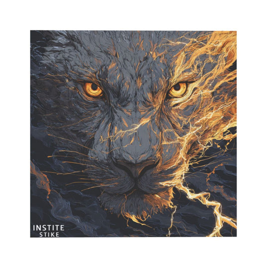 Modern Black & Gold Lion Square Canvas Wall Art – Unframed, High-Definition Print, 1cm White Border, 40×40cm Home & Office Decorative Painting