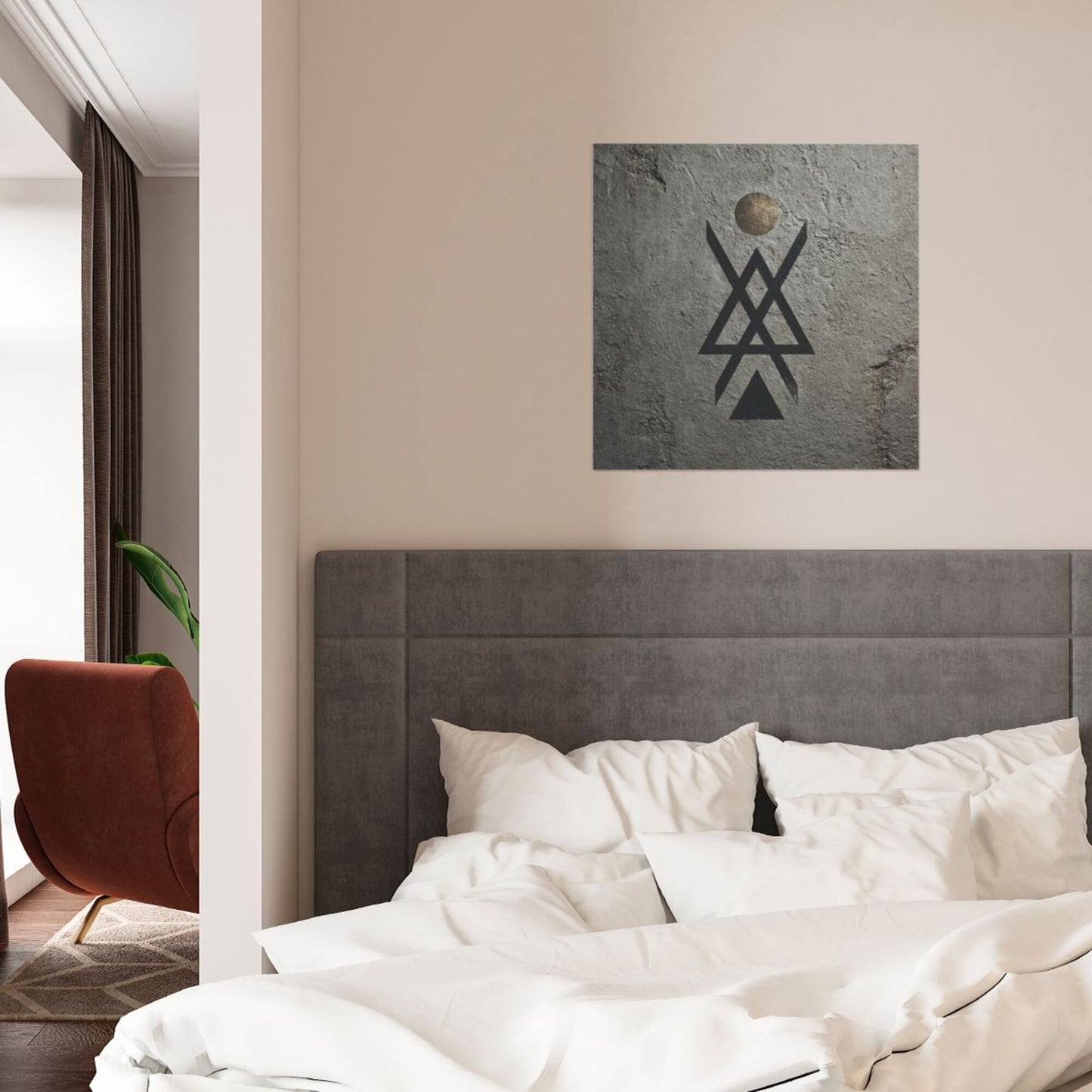 Minimalist Abstract Geometric Wall Art Canvas – Square Modern Unframed Decorative Painting