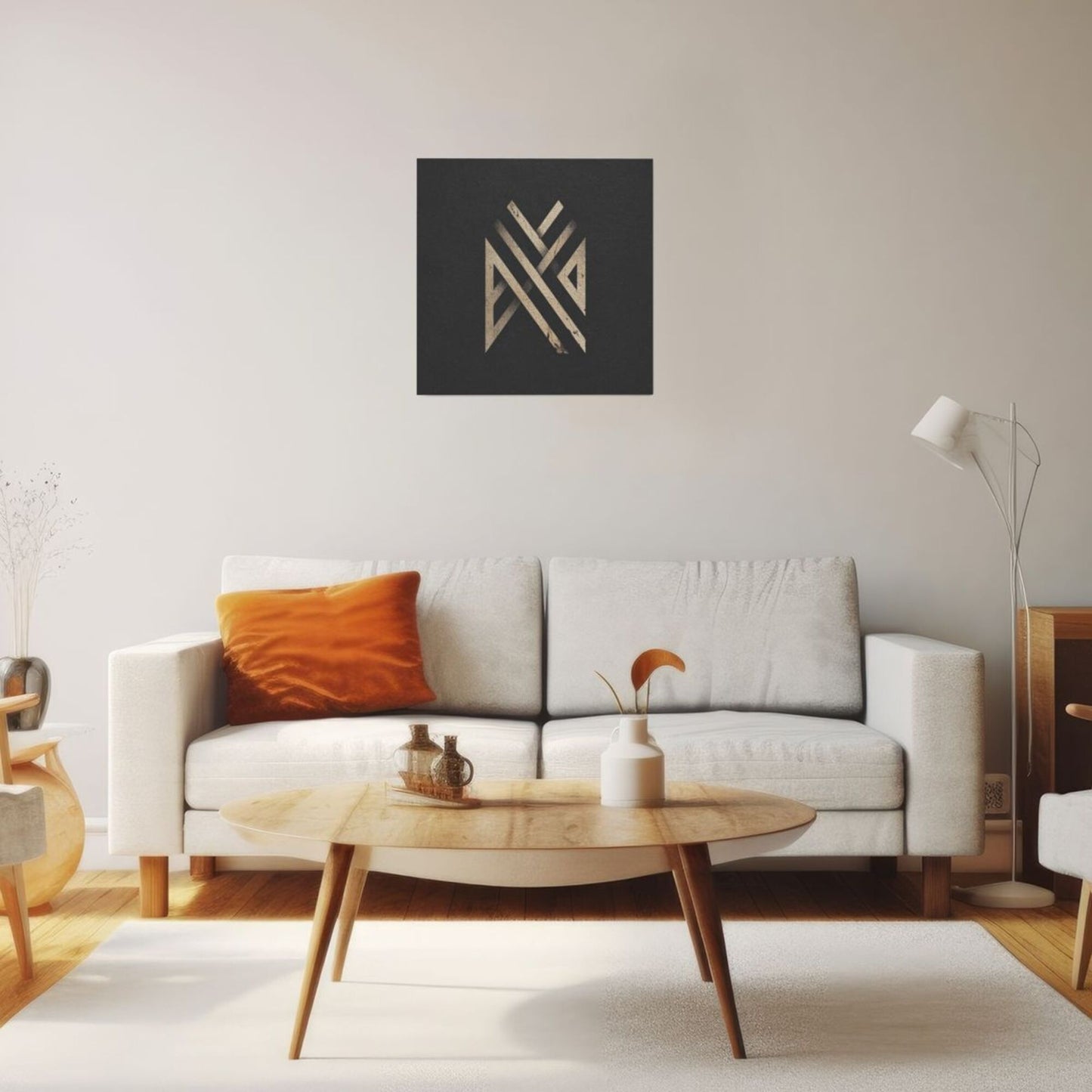 Minimalist Abstract Geometric Line Wall Art Canvas – Square Unframed Decorative Painting 40×40cm