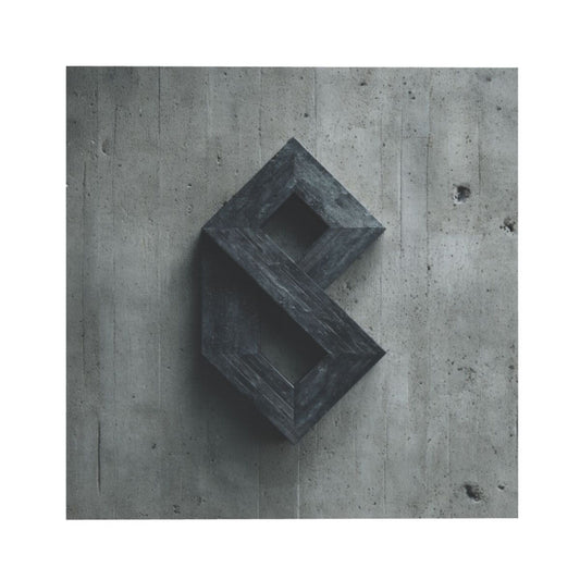 Industrial Style 3D Geometric Letter Wall Art Canvas – Square Modern Unframed Decorative Painting 40×40cm