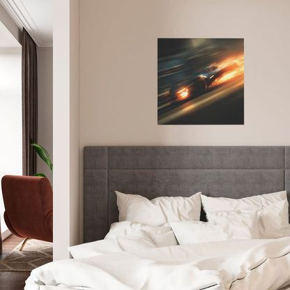 Racing Car Theme Wall Art Canvas – Square Modern Unframed Decorative Painting 40×40cm