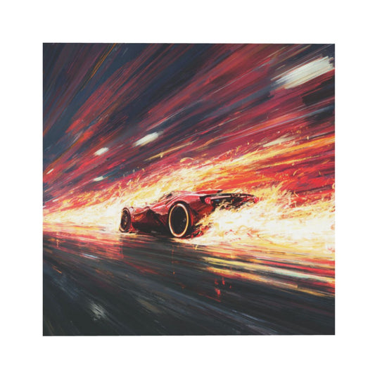 Racing Fire and Speed Wall Art Canvas – Square Modern Unframed Decorative Painting 40×40cm