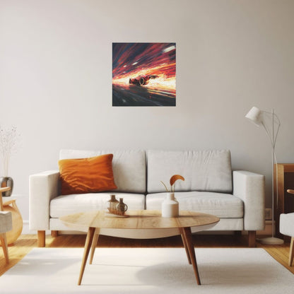 Racing Fire and Speed Wall Art Canvas – Square Modern Unframed Decorative Painting 40×40cm