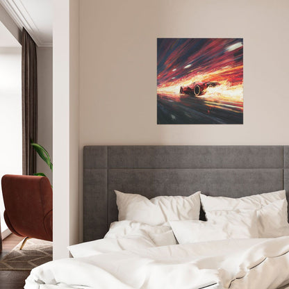 Racing Fire and Speed Wall Art Canvas – Square Modern Unframed Decorative Painting 40×40cm