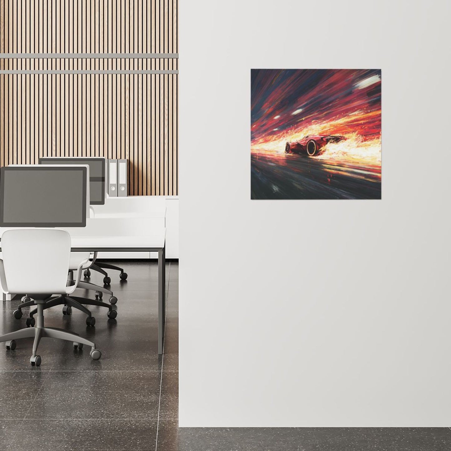 Racing Fire and Speed Wall Art Canvas – Square Modern Unframed Decorative Painting 40×40cm