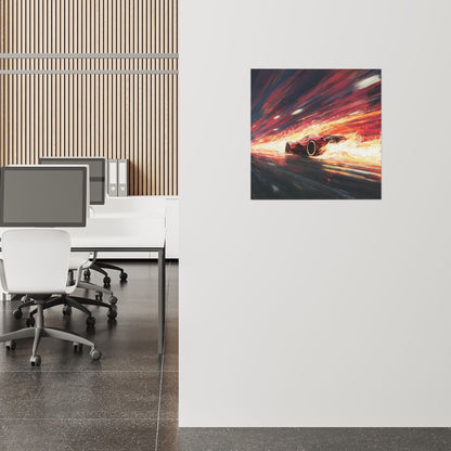 Racing Fire and Speed Wall Art Canvas – Square Modern Unframed Decorative Painting 40×40cm