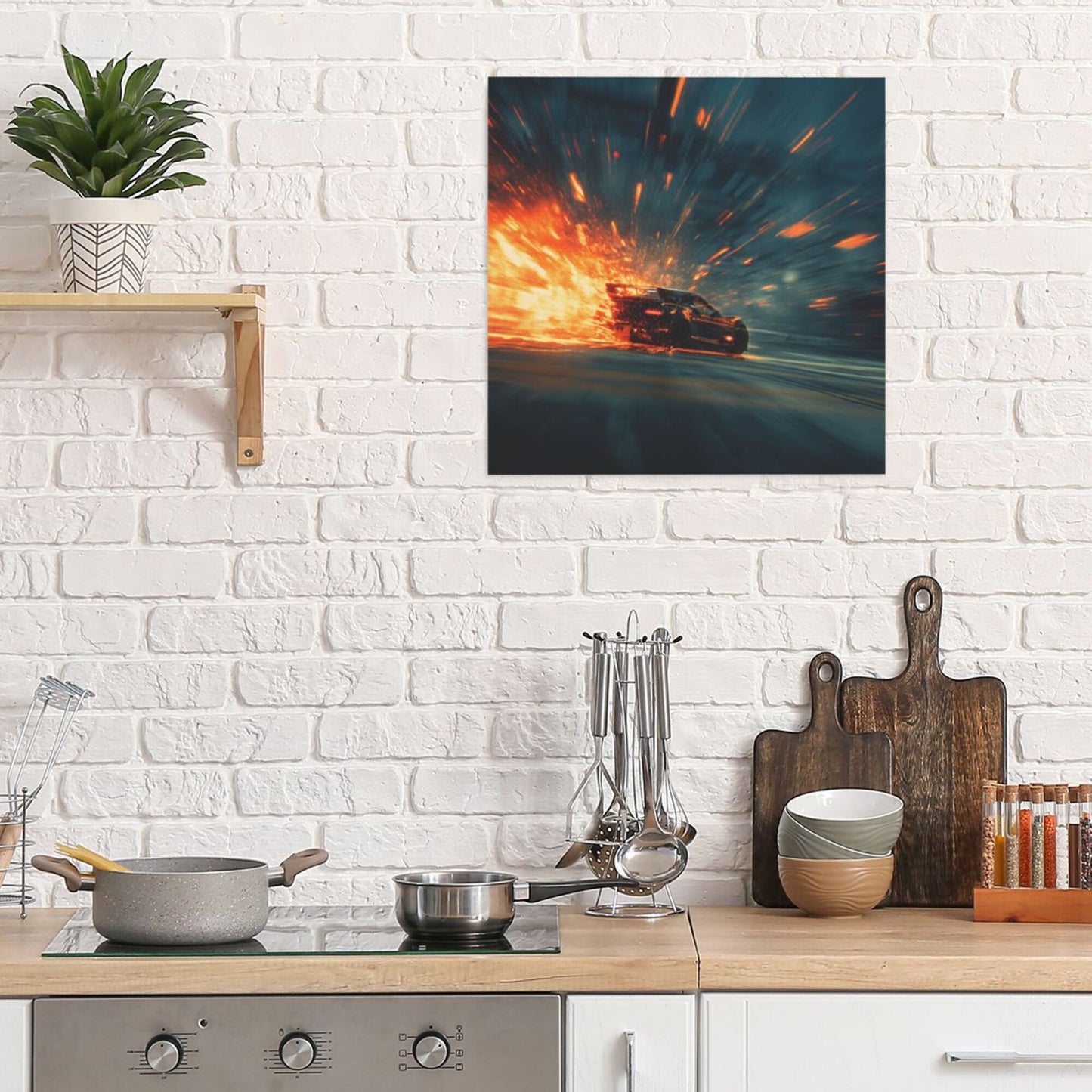 Sunset Explosion Cloud Wall Art Canvas – Square Modern Unframed Decorative Painting 40×40cm