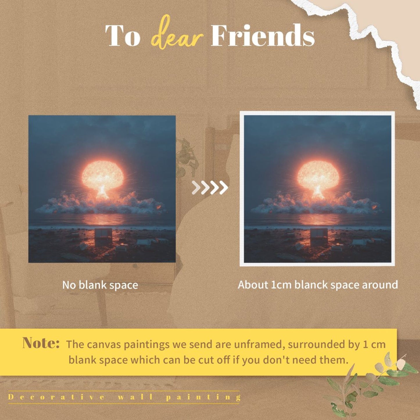Energy Explosion Theme Wall Art Canvas – Square Modern Unframed Decorative Painting 40×40cm