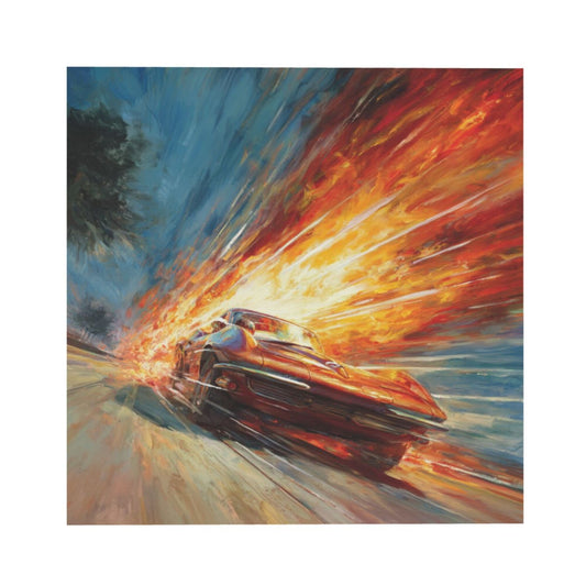 Racing Fire Speed Wall Art Canvas – Square Modern Unframed Decorative Painting 40×40cm