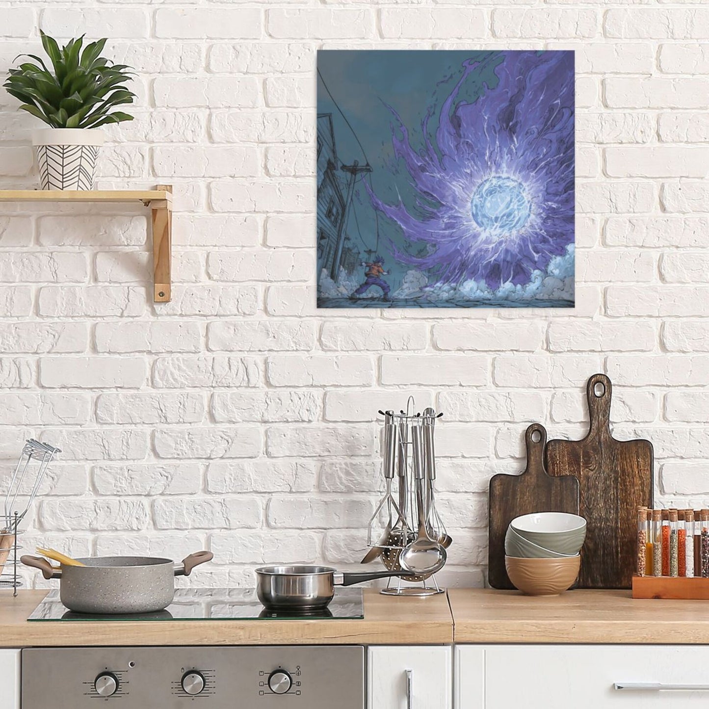 Energy Burst Theme Wall Art Canvas – Square Modern Unframed Decorative Painting 40×40cm