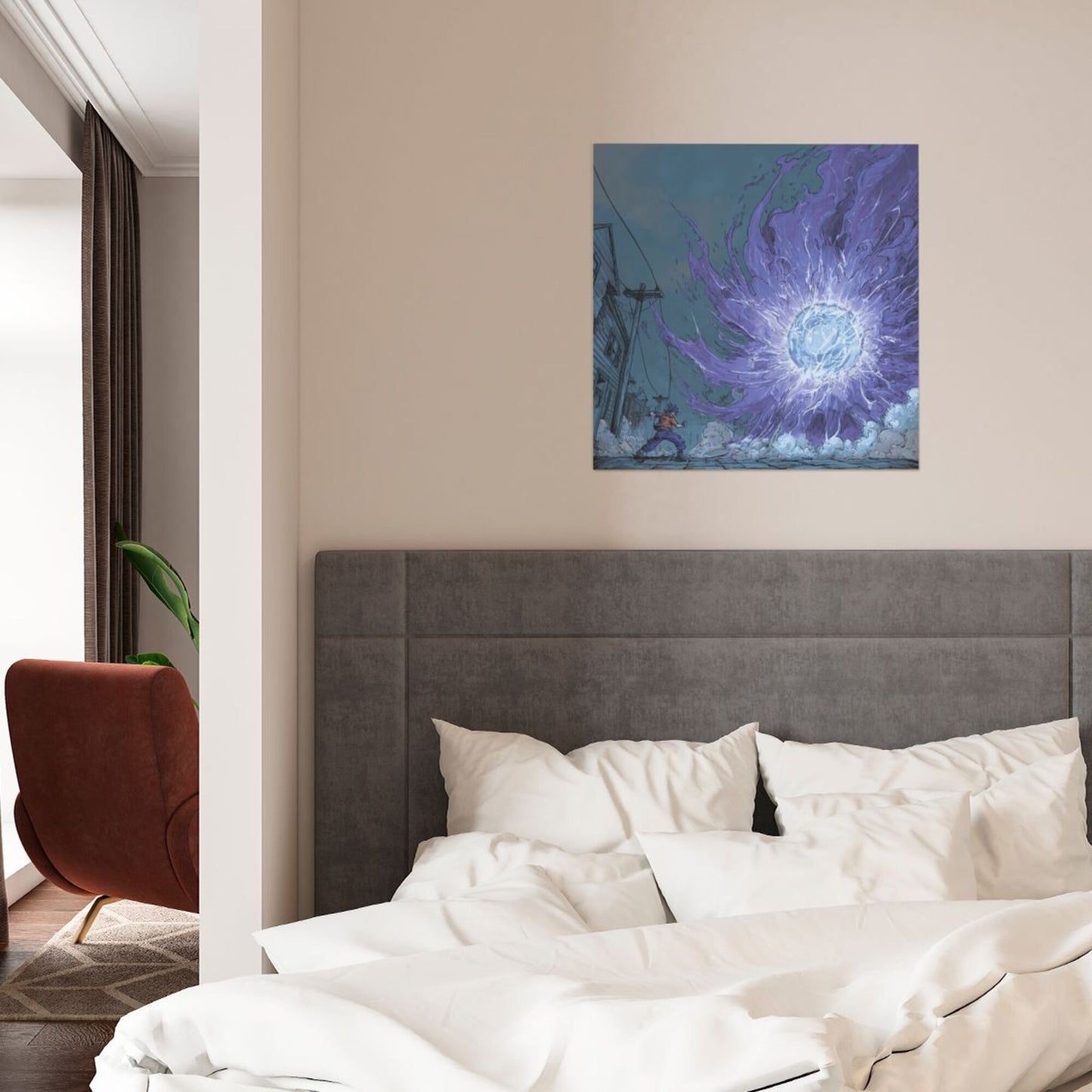 Energy Burst Theme Wall Art Canvas – Square Modern Unframed Decorative Painting 40×40cm