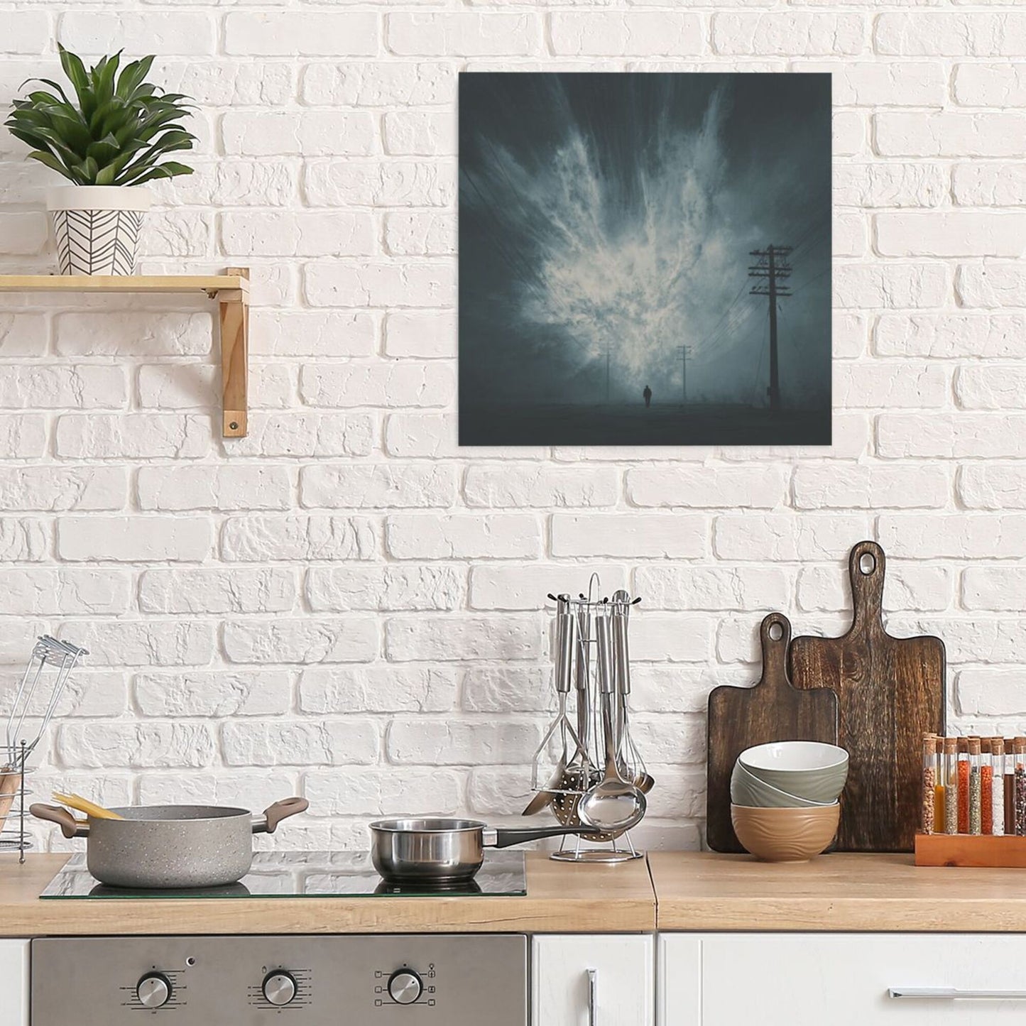 Mystic Energy Burst Wall Art Canvas – Square Modern Unframed Decorative Painting 40×40cm