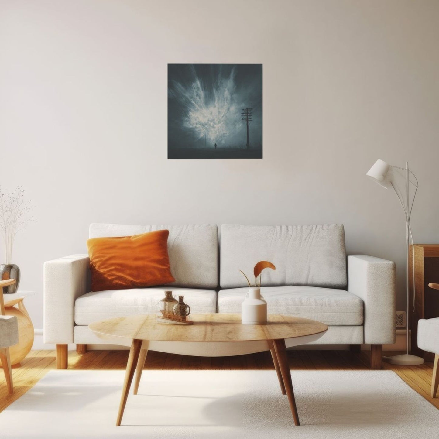 Mystic Energy Burst Wall Art Canvas – Square Modern Unframed Decorative Painting 40×40cm
