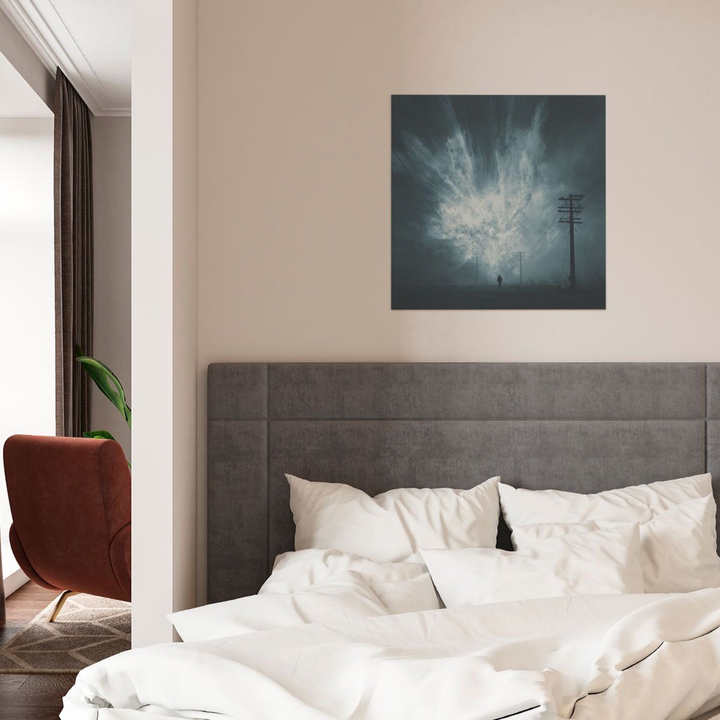 Mystic Energy Burst Wall Art Canvas – Square Modern Unframed Decorative Painting 40×40cm