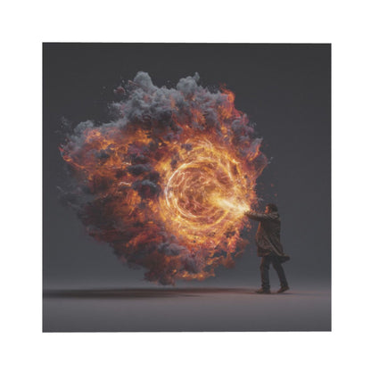 Energy Flame Control Wall Art Canvas – Square Modern Unframed Decorative Painting 40×40cm