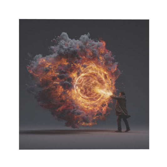 Energy Flame Control Wall Art Canvas – Square Modern Unframed Decorative Painting 40×40cm