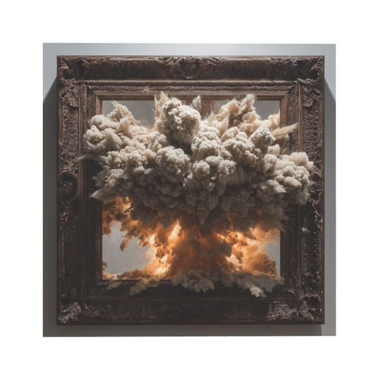 Classical Frame Explosion Cloud Wall Art Canvas – Square Modern Unframed Decorative Painting 40×40cm
