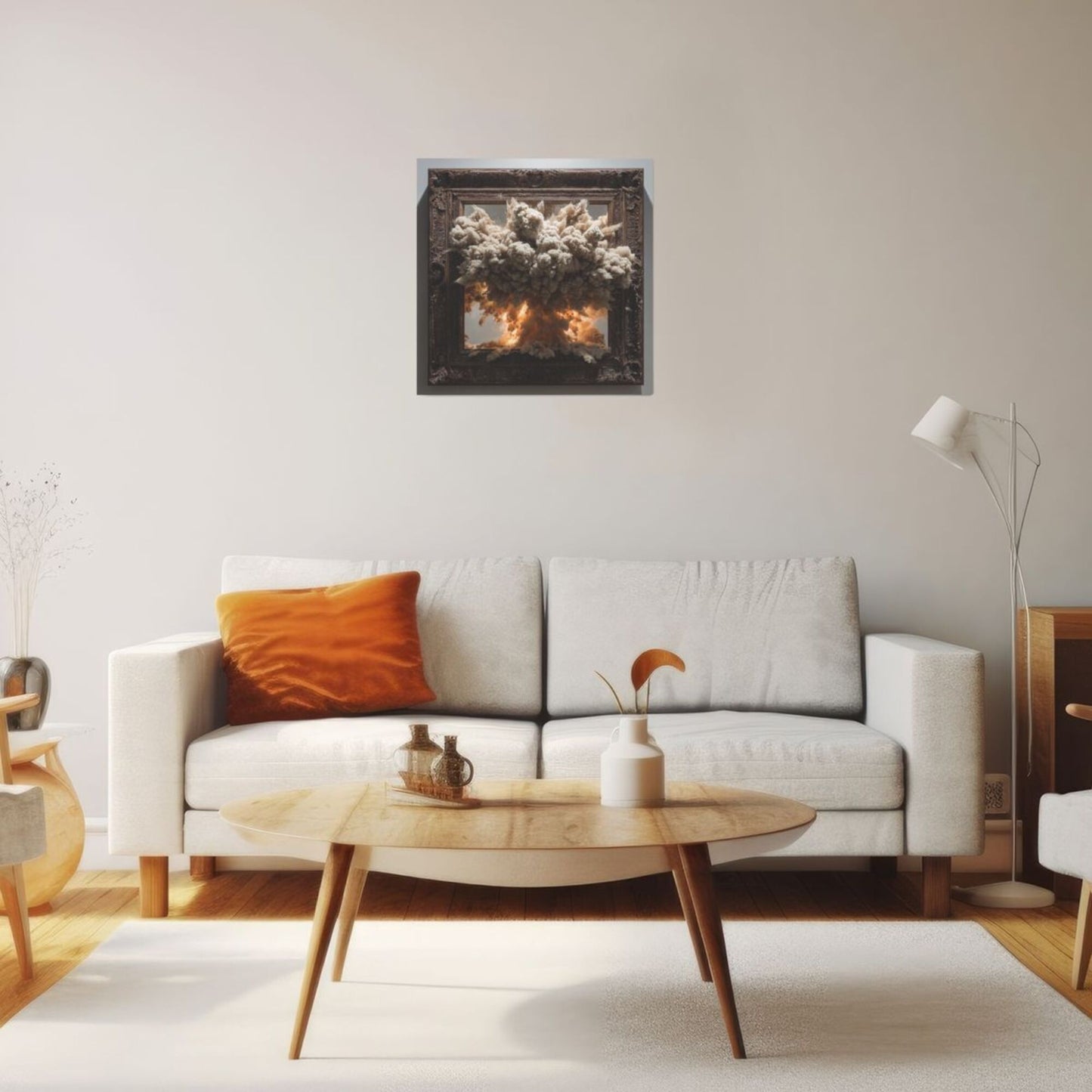 Classical Frame Explosion Cloud Wall Art Canvas – Square Modern Unframed Decorative Painting 40×40cm