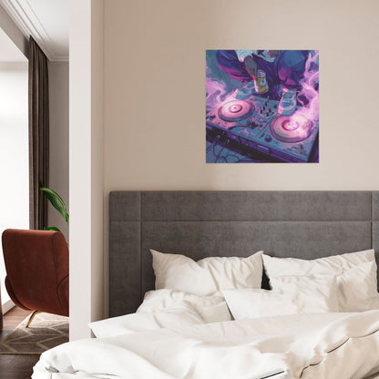 Trendy DJ Turntable Wall Art Canvas – Square Modern Unframed Decorative Painting 40×40cm