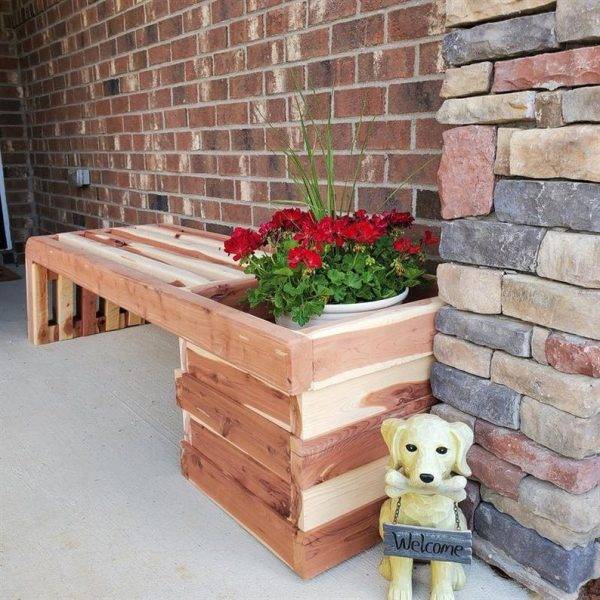Outdoor bench Wood planter bench